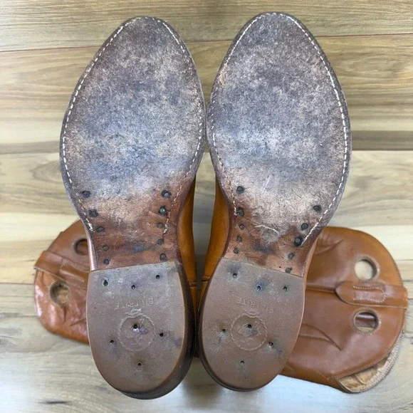 ALBERTA BOOT CO. Western Mens 10.5 Cognac Vintage Tall Cowboy Boots
